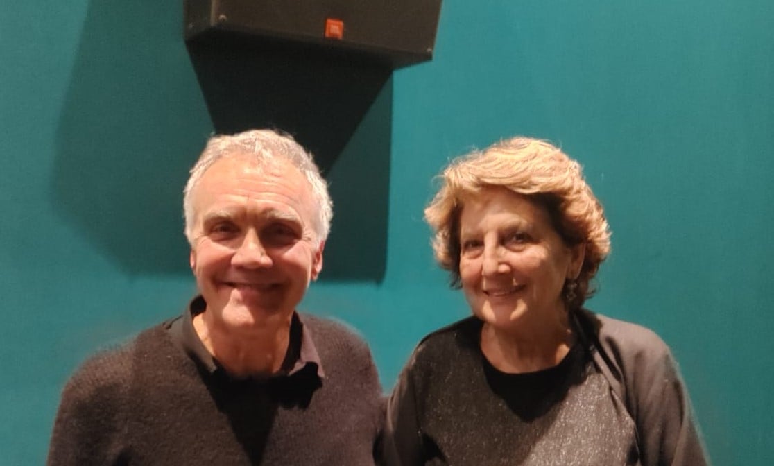 Giuliana Nuvoli e Marco Martinelli, al Convegno “Schermi oscuri” per la proiezione di “The Sky over Kibeira”,, 17 dicembre 2021,  Università degli Studi di Torino.