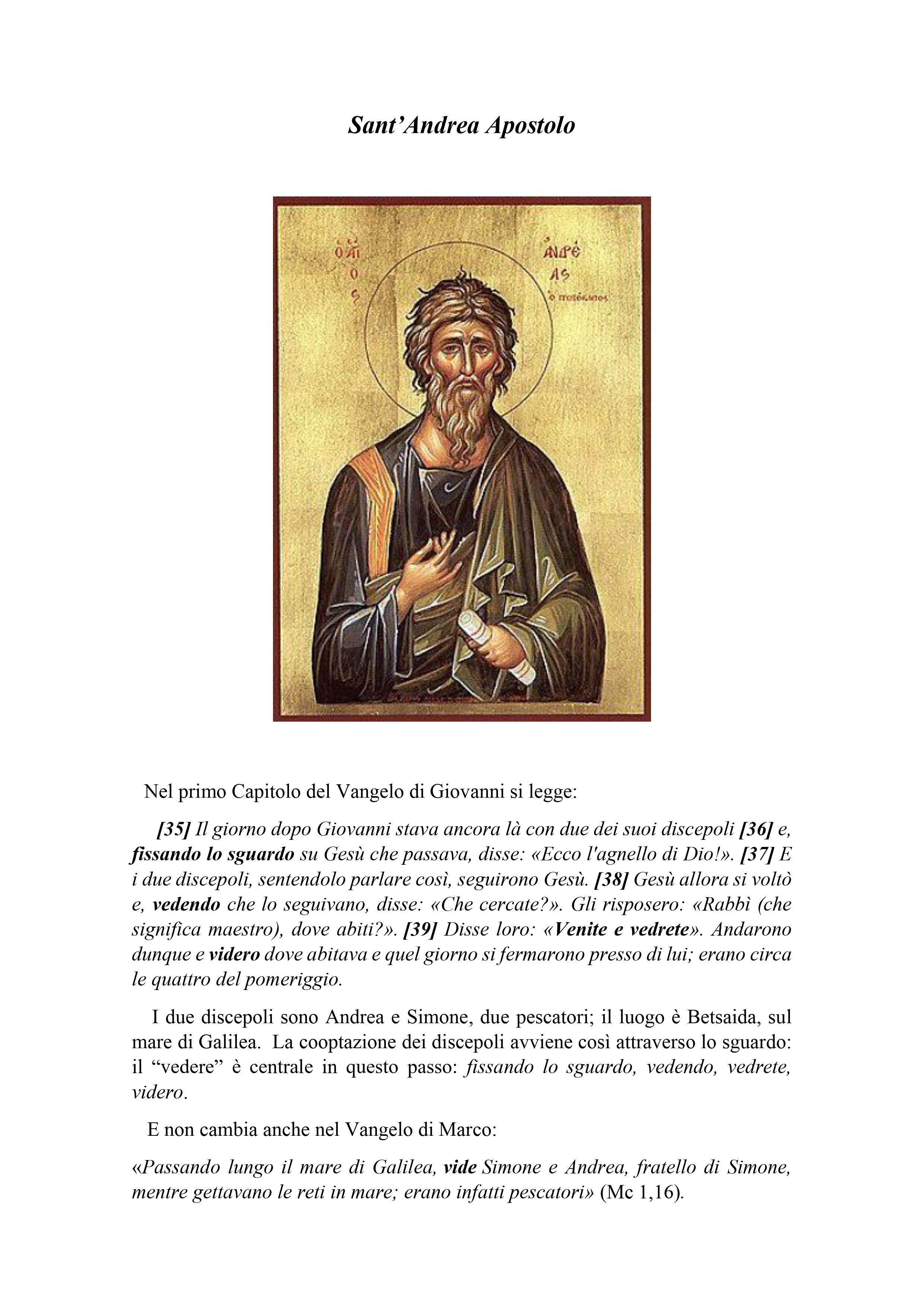“Sant’Andrea”, letta nella Chiesa della Madonnina a Casale Marittimo, il 30 novembre 2023, per la Festa del Patrono del paese.